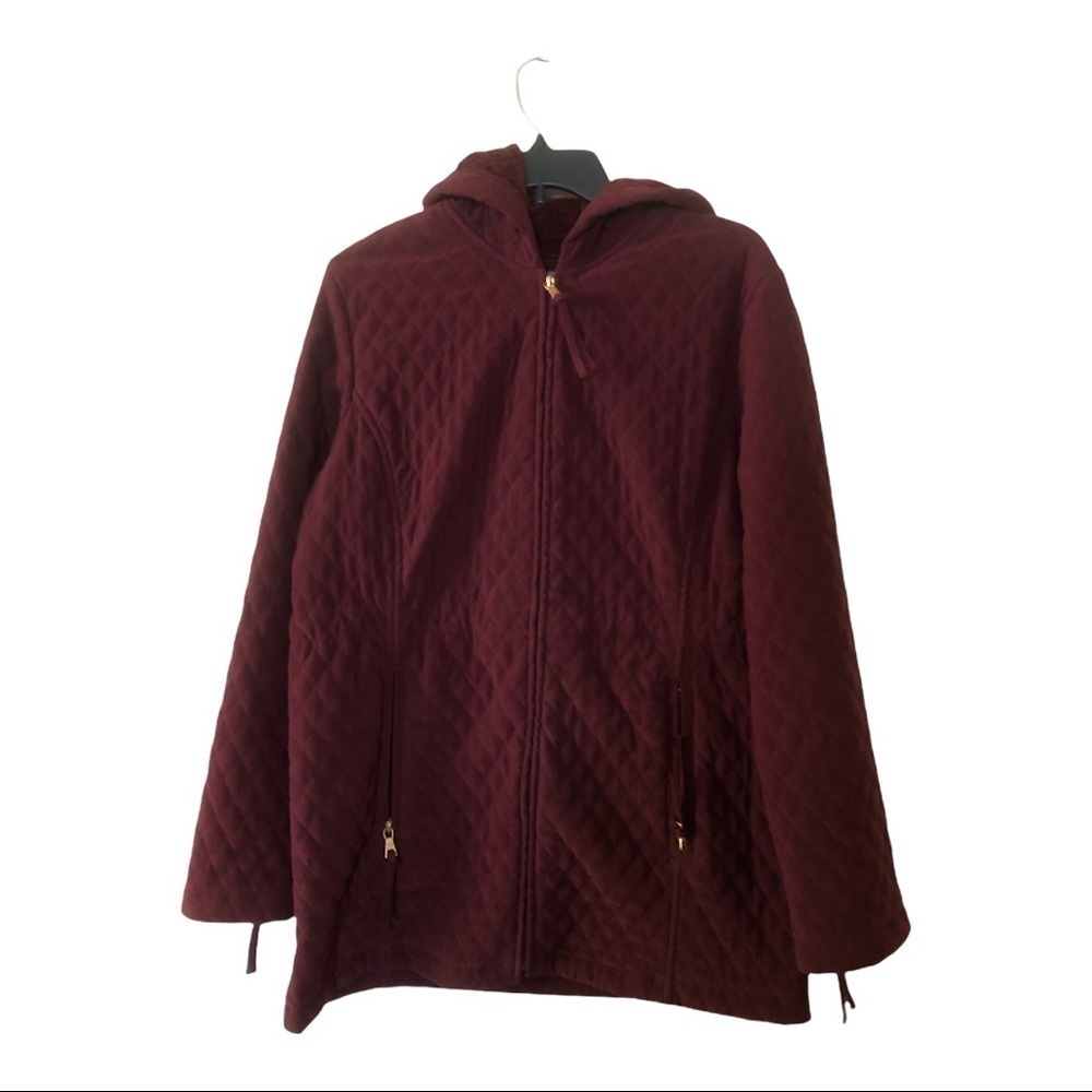 Women’s Classic Elements Jacket Quilt Burgundy Front Zipper Size Medium